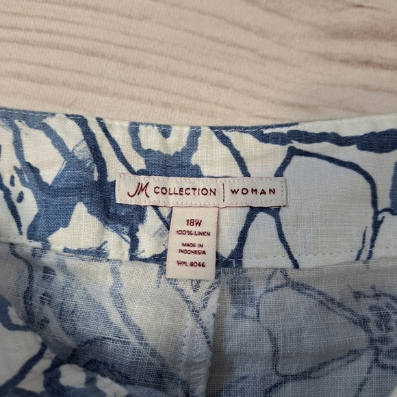 JM Collection Blue and White Linen Skirt Size 18w - Picture 3 of 13